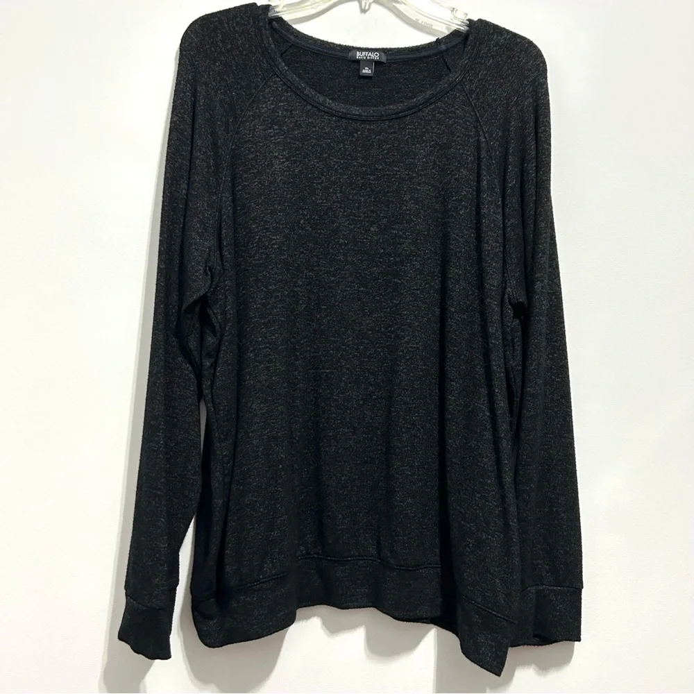 Buffalo David Bitton Women’s Black Heathered Pullover Crew Neck Sweater
